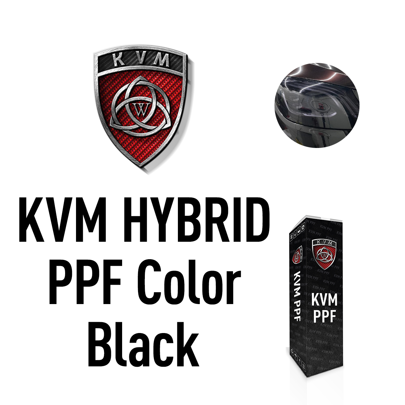 Антигравийная пленка KVM HYBRID PPF Color Black (Черный) 0,61 для фар