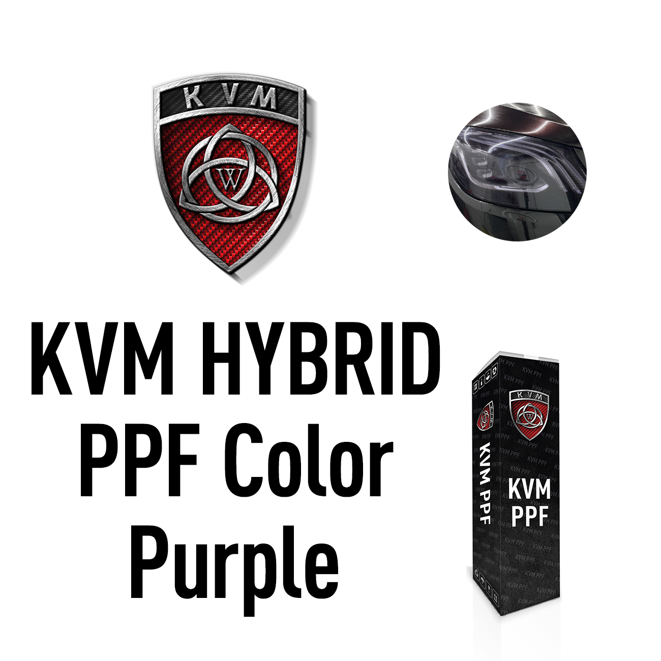 Антигравийная пленка KVM HYBRID PPF Color Purple (Фиолетовый) 0,61 для фар